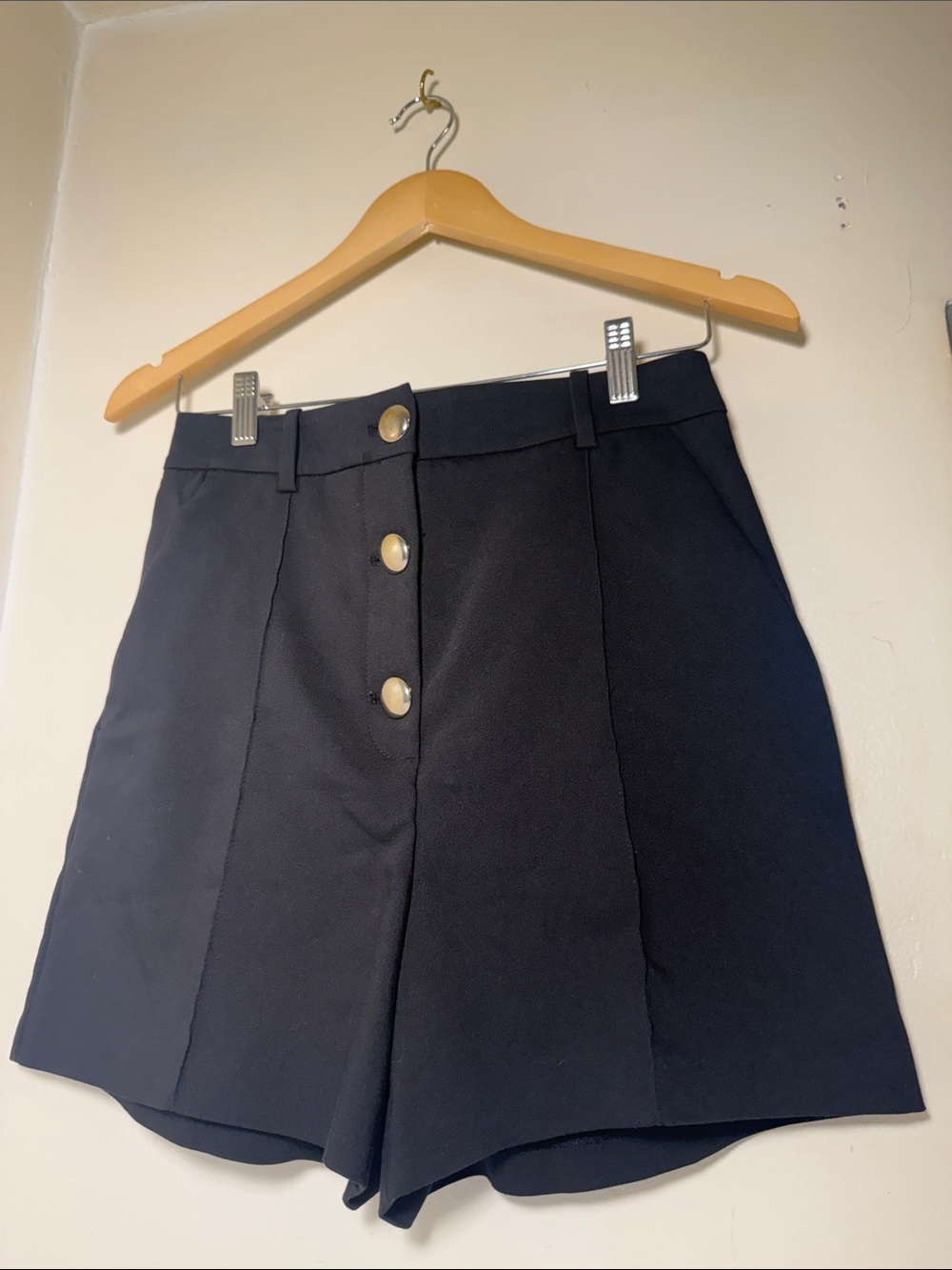 Zara Black High-Waist Button Front Shorts